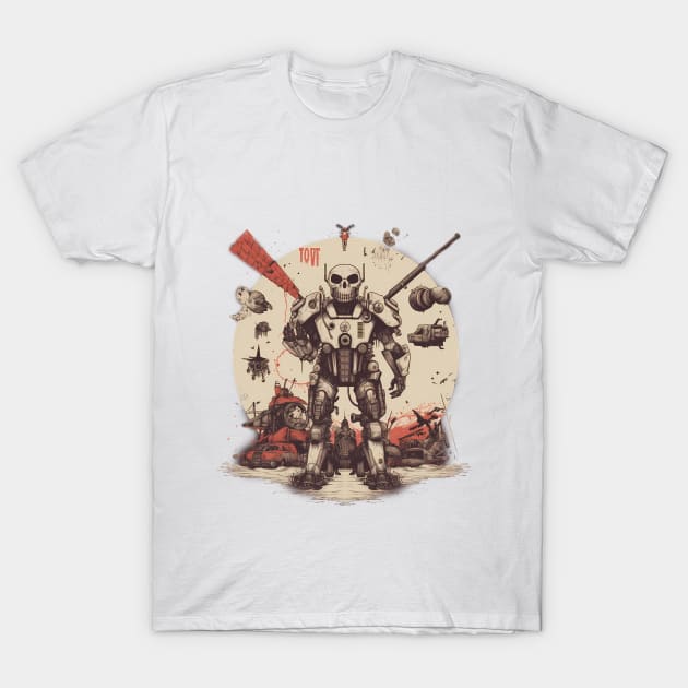 Comic-Style: AI Cyborg Robot Skull and the Apocalypse T-Shirt by MLArtifex